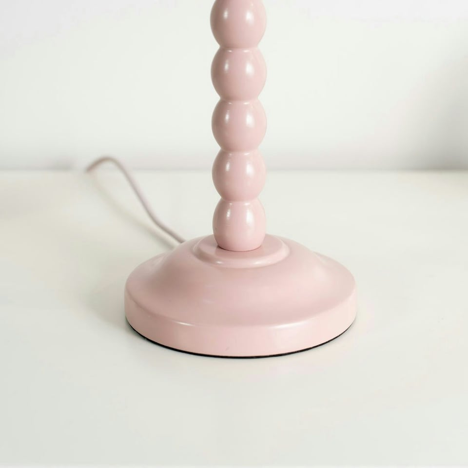 image 1 of ValueLights Bobbles Rose Pink Bobbin Table Lamp with Pink Aztec Pleated Shade
