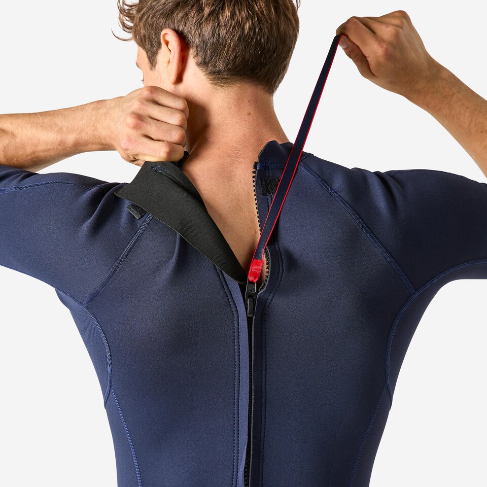 image 1 of Decathlon 100 men’s 1.5 mm neoprene Shorty Surfing wetsuit - navy blue