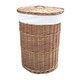 image 1 of Small Light Steamed Round Laundry Baskets with White Lining | White | White