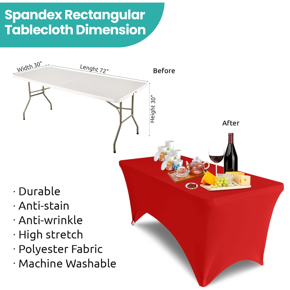image 1 of 6FT Spandex Tablecloth Tight, Fitted Rectangular Patio Table Cover - 1pc