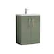 image 1 of Balterley Level Compact Bathroom Cloakroom Vanity Basin Unit with Polymarble Basin, Handles | Green | Satin Green | 840 x 603 x 353mm