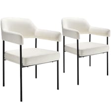 Armchair Doe - durable fabric, black powder-coated legs, 120 kg load, 58 x 62 x 85 cm | White | Woven fabric off-white/black | 2