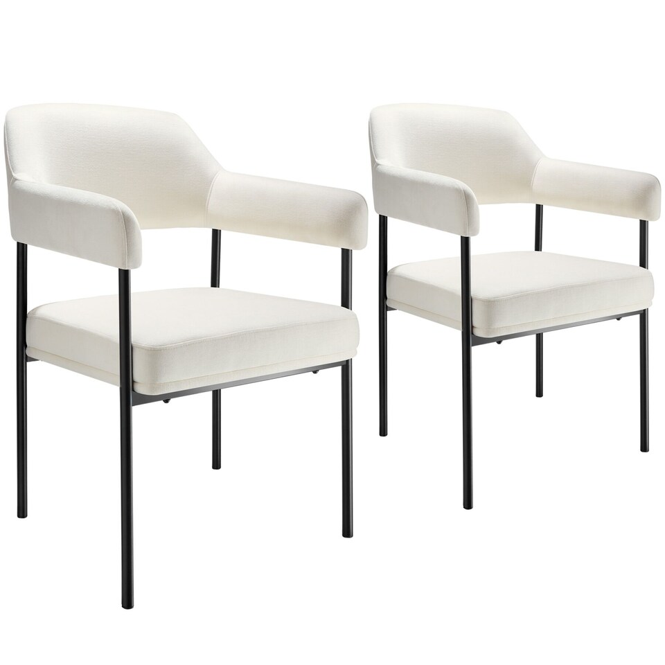 image 1 of Armchair Doe - durable fabric, black powder-coated legs, 120 kg load, 58 x 62 x 85 cm | White | Woven fabric off-white/black | 2