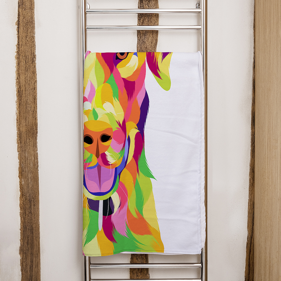 image 1 of Amazing Illustration of Dog Pop Art Designer Bath Towel | Multi