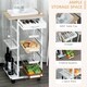 image 3 of HOMCOM Rolling Kitchen Cart, Utility Storage Cart with 4 Basket Drawers & Side Racks, Wheels for Dining Room, Natural and White