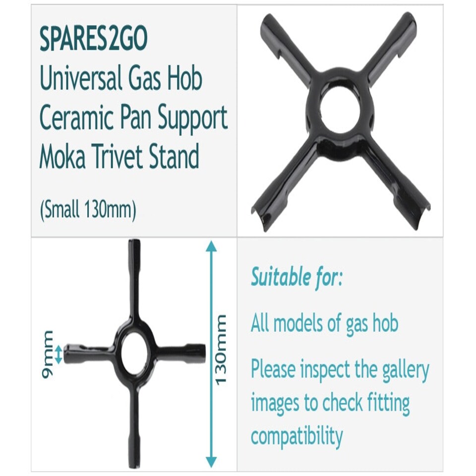 image 1 of SPARES2GO Universal Gas Hob Ceramic Pan Support Moka Trivet Stand (Small 130mm) Black