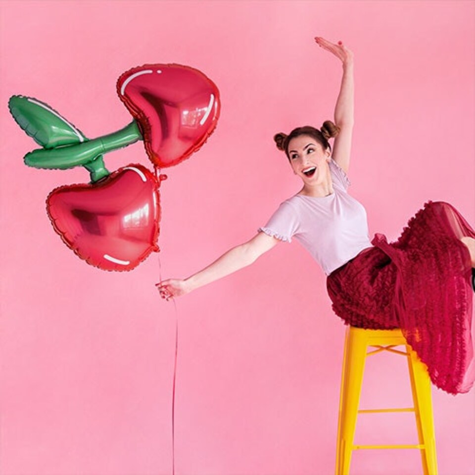 image 1 of Glossy Cherries Giant Helium Foil Balloon 88cm / 35 in