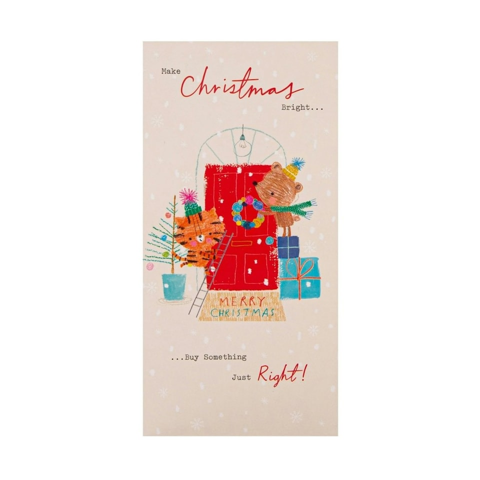 image 1 of Cute Winter Animal in 2 Designs Pack of 4 Christmas Money Wallet Cards