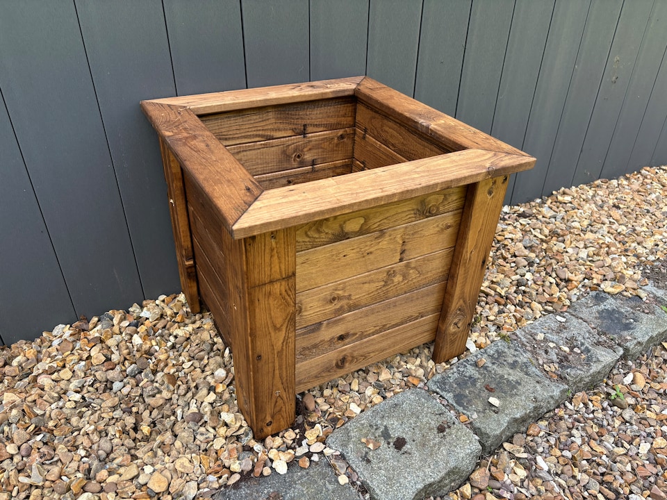 image 1 of Prestbury Raised Square Large Planter - Timber - L47.5 x W47.5 x H42 cm - Minimal Assembly Required | Brown