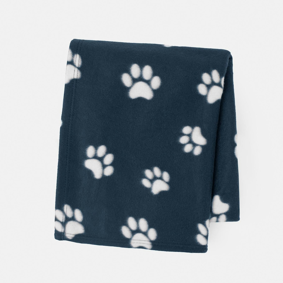 image 1 of OHS Pet Dog Blanket Crate Paw Puppy Animal Mat, 120x150cm - Navy Blue