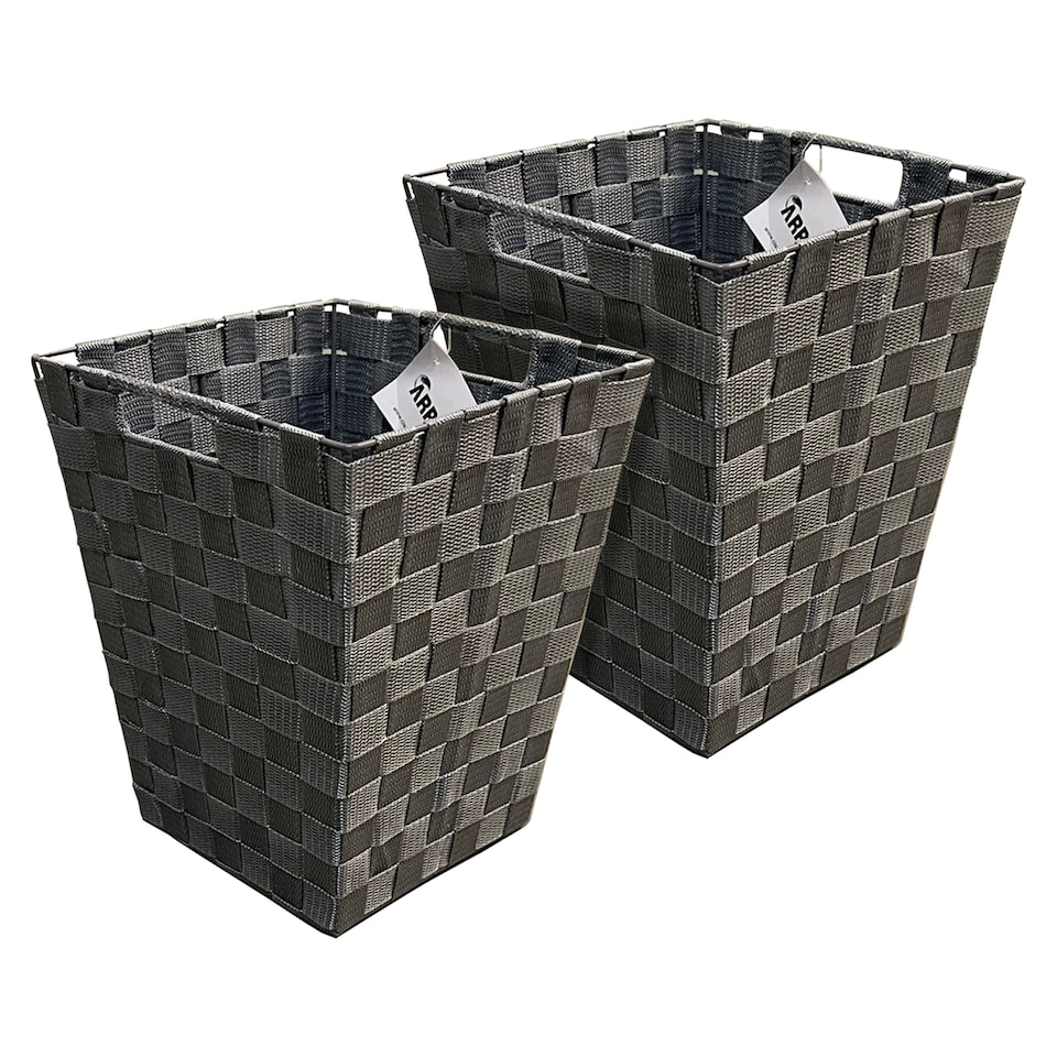image 1 of Grey Nylon Plastic Waste Paper Bin – Strong Square Storage Basket Wastebasket for Home, Office & Hotels – Versatile Rubbish & Garbage Bin