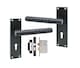 image 1 of Golden Grace 1 Pair Victorian Knurled Hex Cut Lock Door Handle Matt Black 3 Lever Lock Set for Bedroom and Home Office - 150mm x 40mm