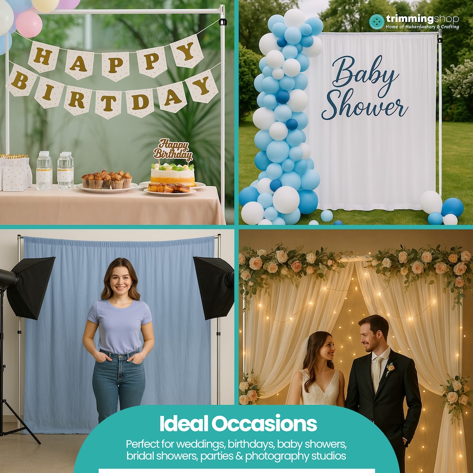 image 1 of Portable Pipe & Drape Frame, Backdrop Stand Set for Weddings - 3m x 9m