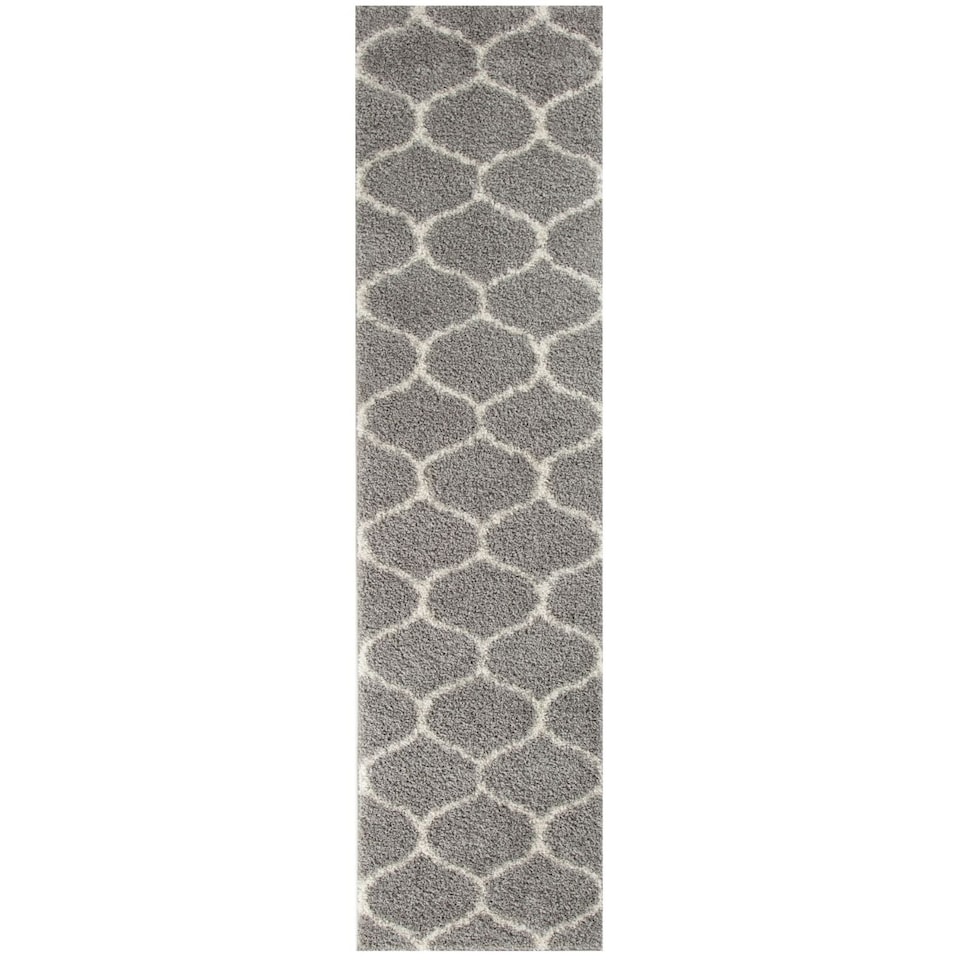 image 1 of The Rugs Moroccan Collection Soft High Pile Shaggy Trellis Floor Rugs and Runners Living Room