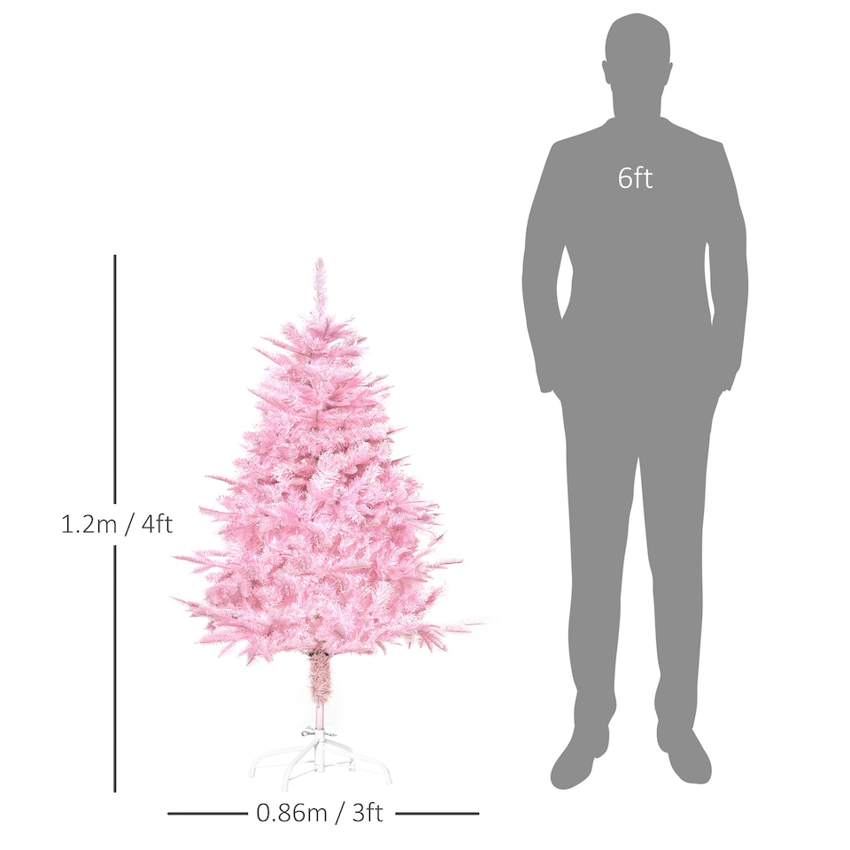 image 1 of HOMCOM 4FT Artificial Christmas Tree Holiday mas Holiday Tree Decoration with Automatic Open for Home Party, Pink