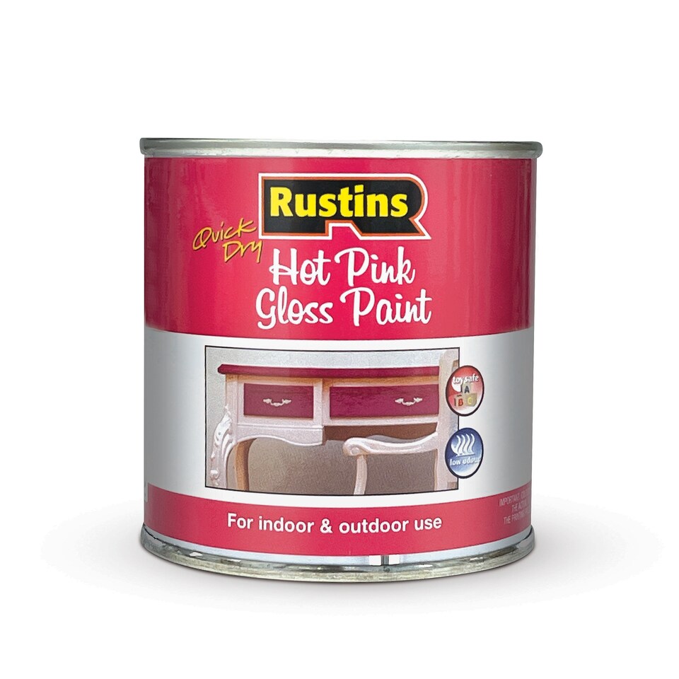 image 1 of Rustins Quick Dry Small Job Gloss Hot Pink 250ml | Pink | 1