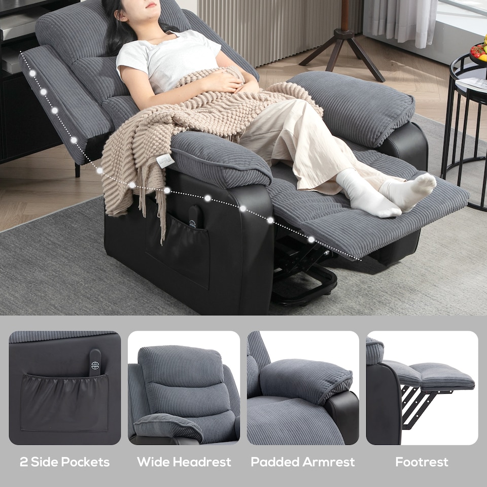 image 1 of HOMCOM Power Lift Riser Recliner Chair with High Back, Remote, Dark Grey