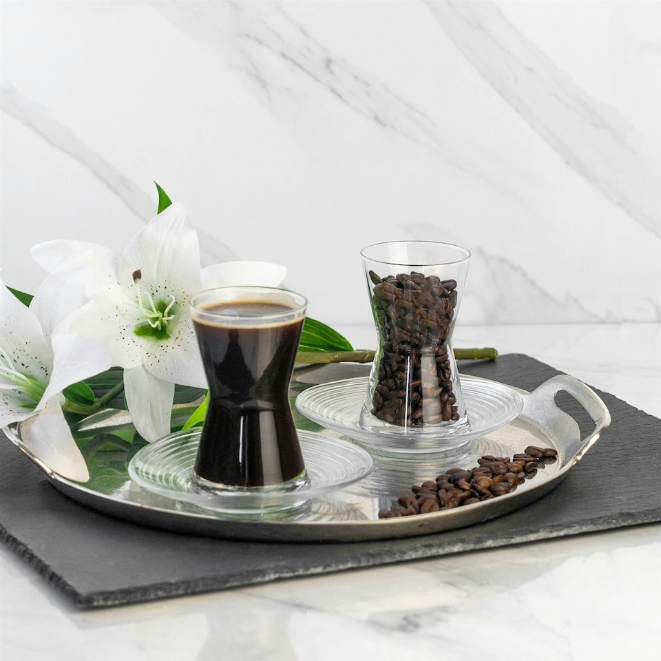 image 1 of LAV Derin Turkish Tea Glass Saucers - 13cm - Clear - Pack of 6 Clear