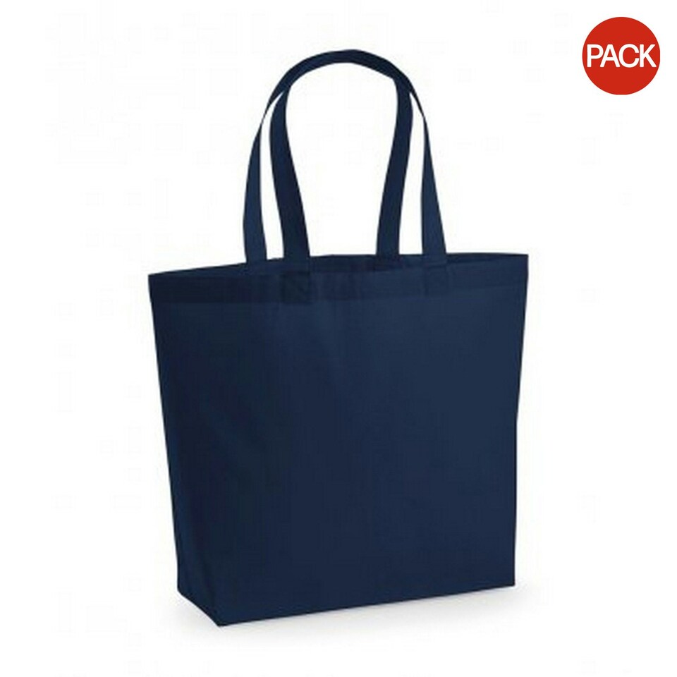 image 1 of Westford Mill Premium Cotton Maxi Tote Bag (Pack of 2) - French Navy - One Size Blue