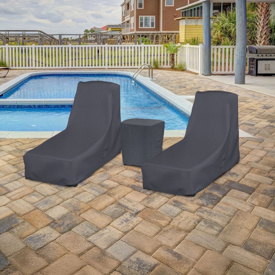image 1 of Covers and all 3-Piece Patio Furniture Covers for Nautical Chaise Lounge Set Water-Repellent UV-Resistant Polyester, 27 in W x 78.5 in D x 39 in H x