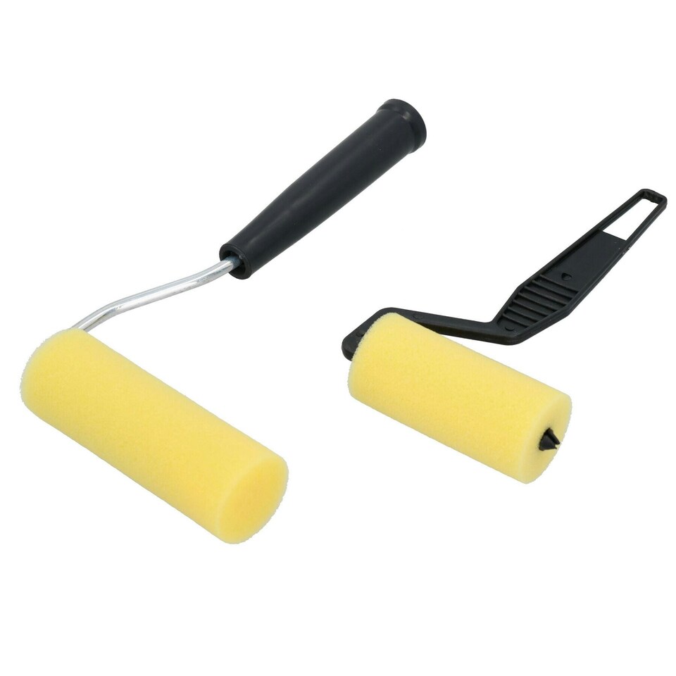 image 1 of 3" + 4" Mini Paint Roller Tray Set Foam Sleeves Rollers Solvent Based Painting 3pk
