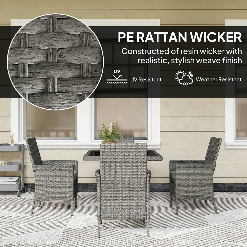 image 1 of Outsunny 4 Seater Rattan Garden Furniture Set with Cushion