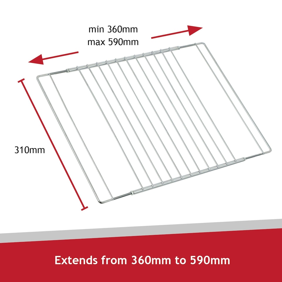 image 1 of SPARES2GO Universal Adjustable Extendable Oven Cooker Grill Shelf With Locking Nut Design (360mm - 590mm)
