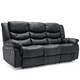 image 1 of Seattle 3 Seater Manual High Back Bonded Leather Recliner Sofa (Black)