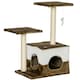 image 1 of PawHut Cat Tree Tower Kitten House Scratching Post with Mouse Toy Brown