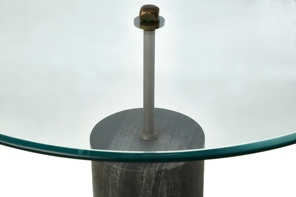 image 1 of Versatile Glass And Black Marble Side Table, Round Design Modern Side Table, Elegant Small Round Side Table | Black