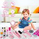 image 3 of Kids Hair Salon Play Set Pretend Hairdressing Makeup Kit with Lights Sounds Unicorn Apron Carry Bag
