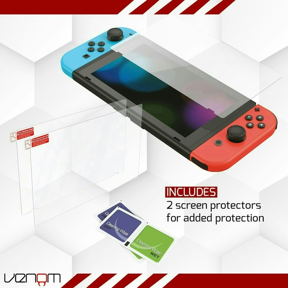 image 1 of Venom Nintendo Switch Carry Case and Screen Protector Black