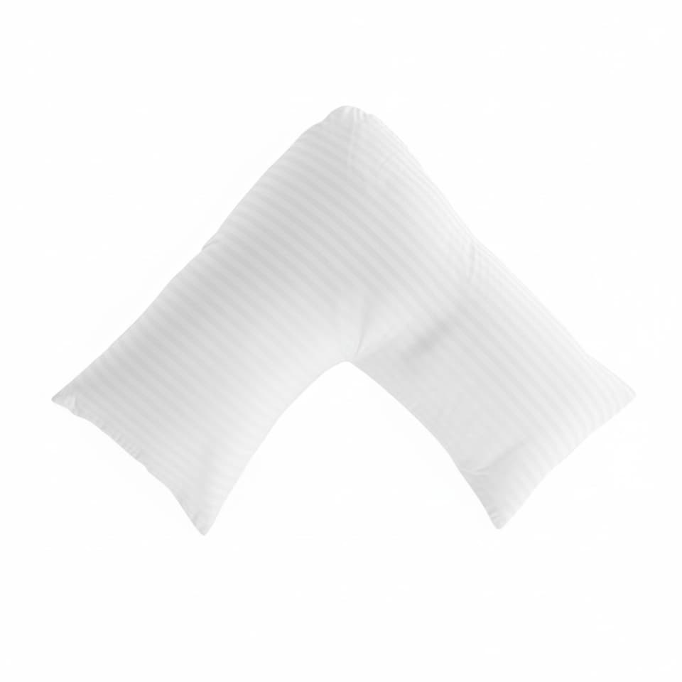 image 1 of Microfibre Soft Touch V Shape Satin Stripe Pillowcase | White