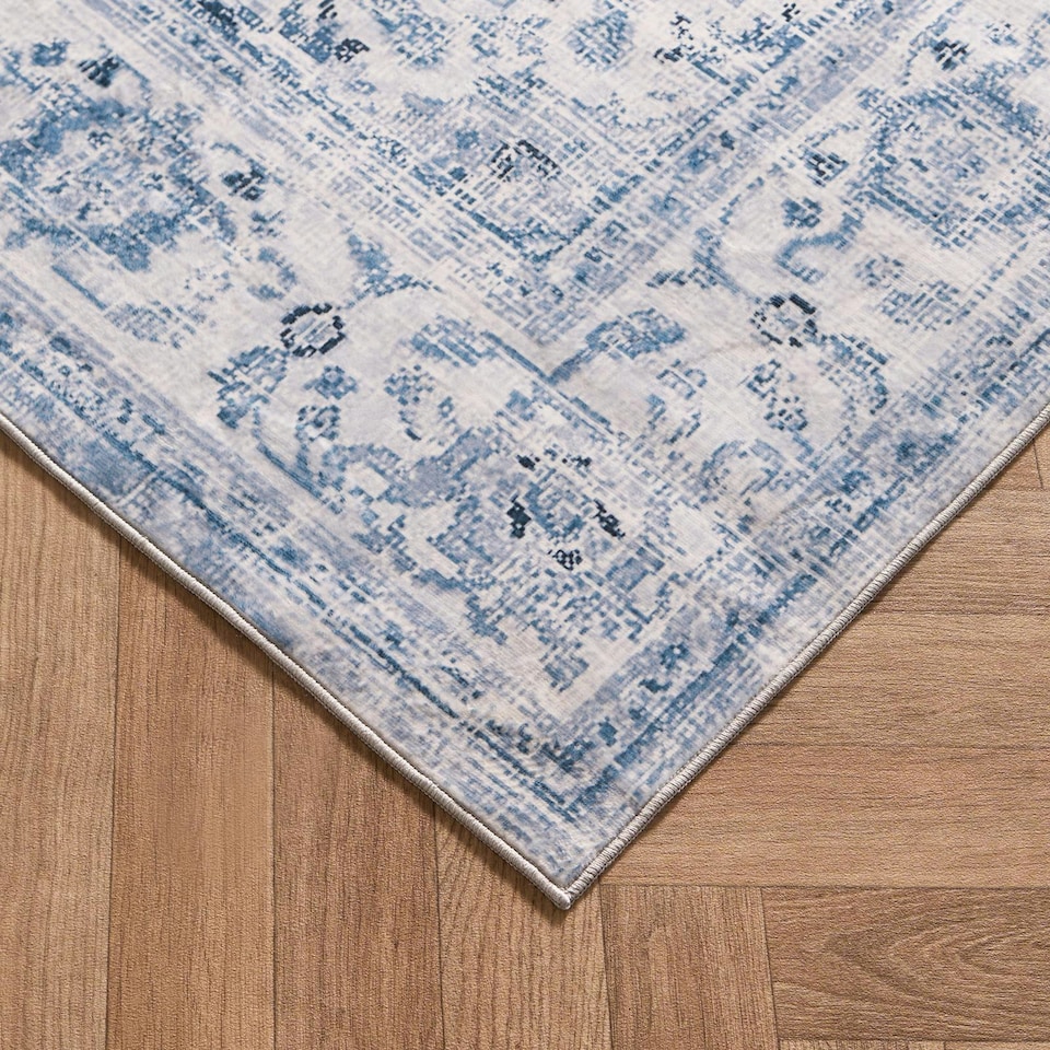 image 1 of OHS Vintage Print Washable Indoor Carpet Floor Rug, 160x230cm - Blue Blue | 160x230cm