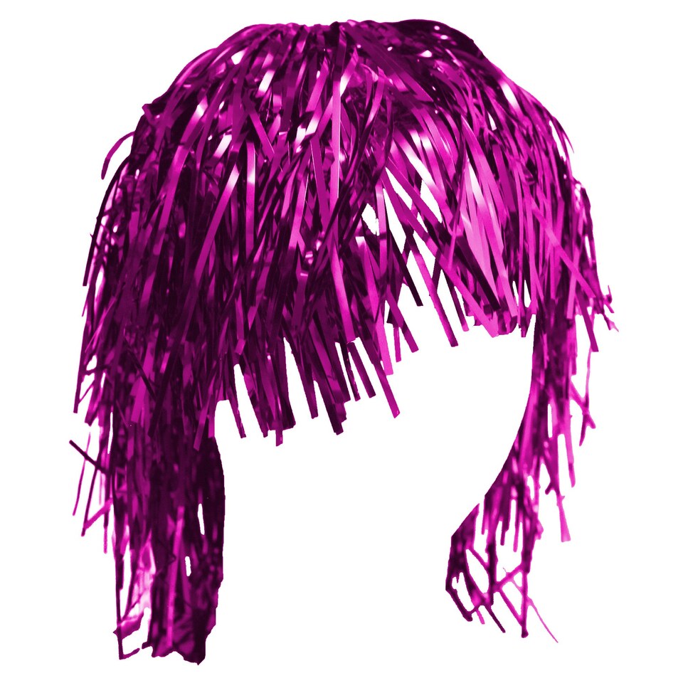 image 1 of Bristol Novelty Unisex Tinsel Wig - Cerise - One Size One Size