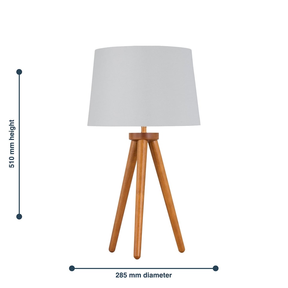 image 1 of Voyage - Dark Oak Table Lamp Bedside Light with White & Silver Shade | Brown | White | Large | 1