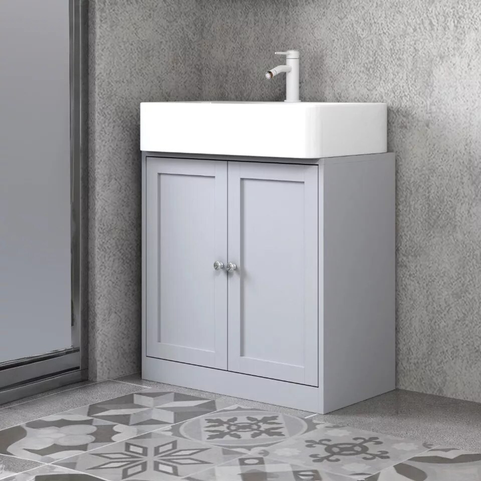 image 1 of 3 Piece Bathroom Furniture Set - Under Sink Cabinet, Mirror Cabinet & Toilet Paper Dispenser | Grey | 0 x 0 x 0 | 1