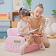 image 2 of HOMCOM 2 In 1 Kids Armchair Sofa Bed Fold Out Padded Wood Frame Bedroom Pink 