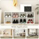 image 9 of COSTWAY 8 Grid Shoe Bench 2 in 1 Shoe Organizer Storage White White