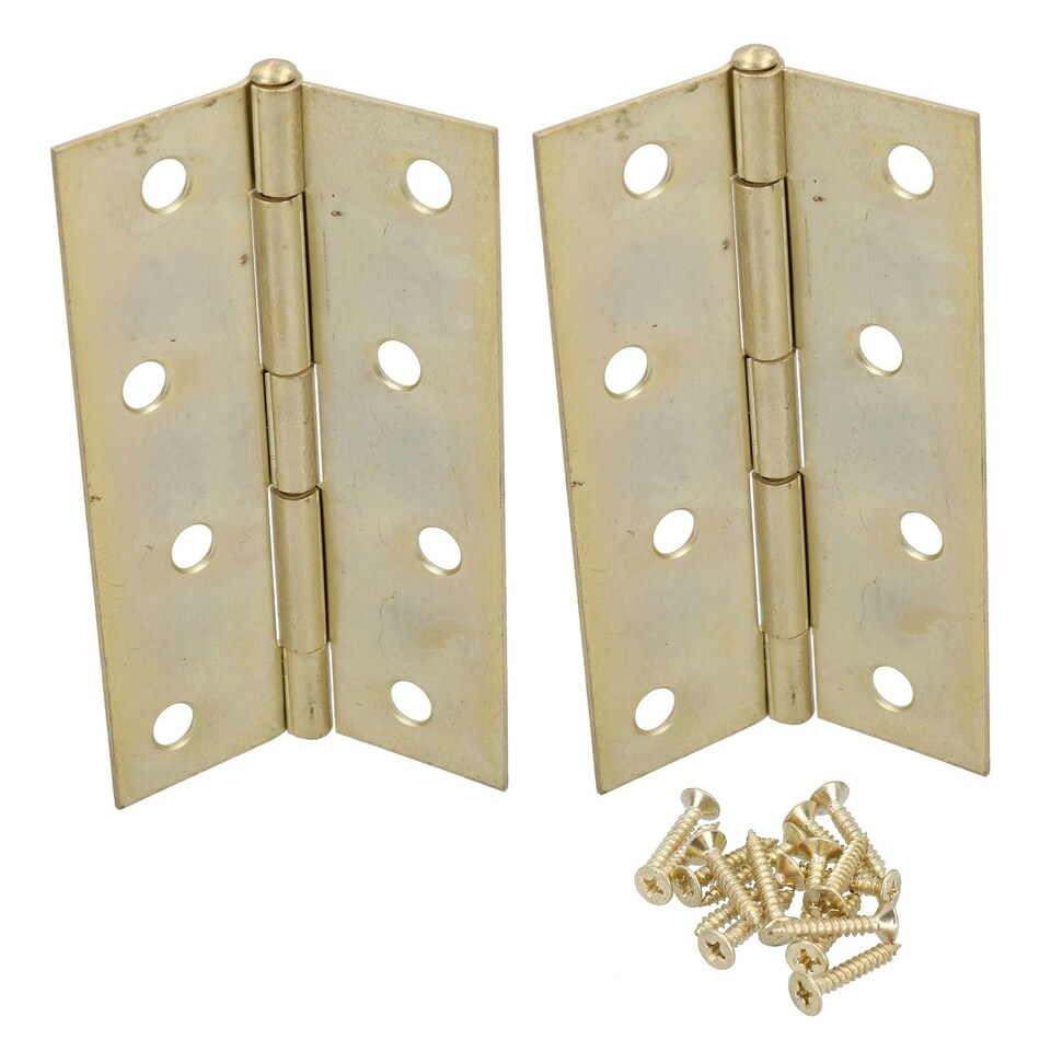 image 1 of 4" (100mm) Brass Plated Steel Door Cabinet Closet Gate Hinges Butt Hinge 4pk Gold