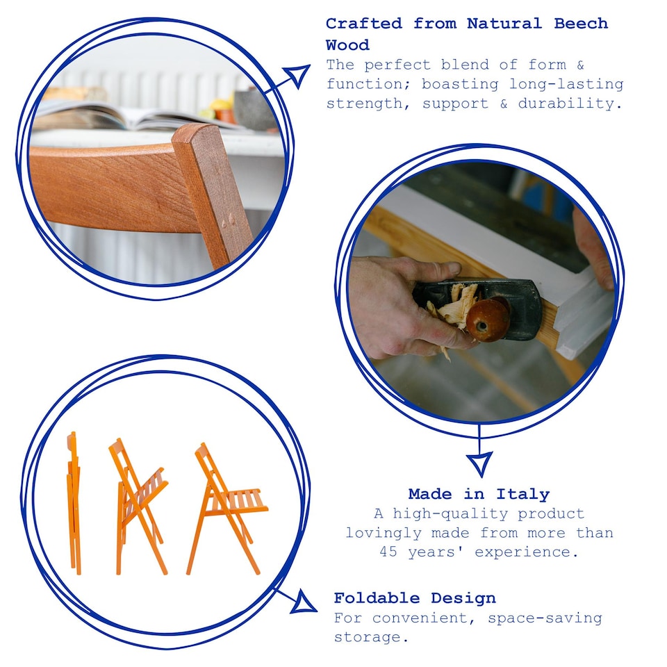 image 1 of Harbour Housewares 2x Beech Wood Folding Chairs - White - Wooden Outdoor Chair Deck Seats Foldable Dining Patio Furniture | White | White | One Size | 2