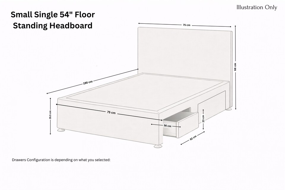 image 1 of Sloomy Alabama Armour Coniston Divan Bed Base 2 Drawers Same Side With 54 Inch Floor Standing Headboard | Grey | Armour | Small Single | 1