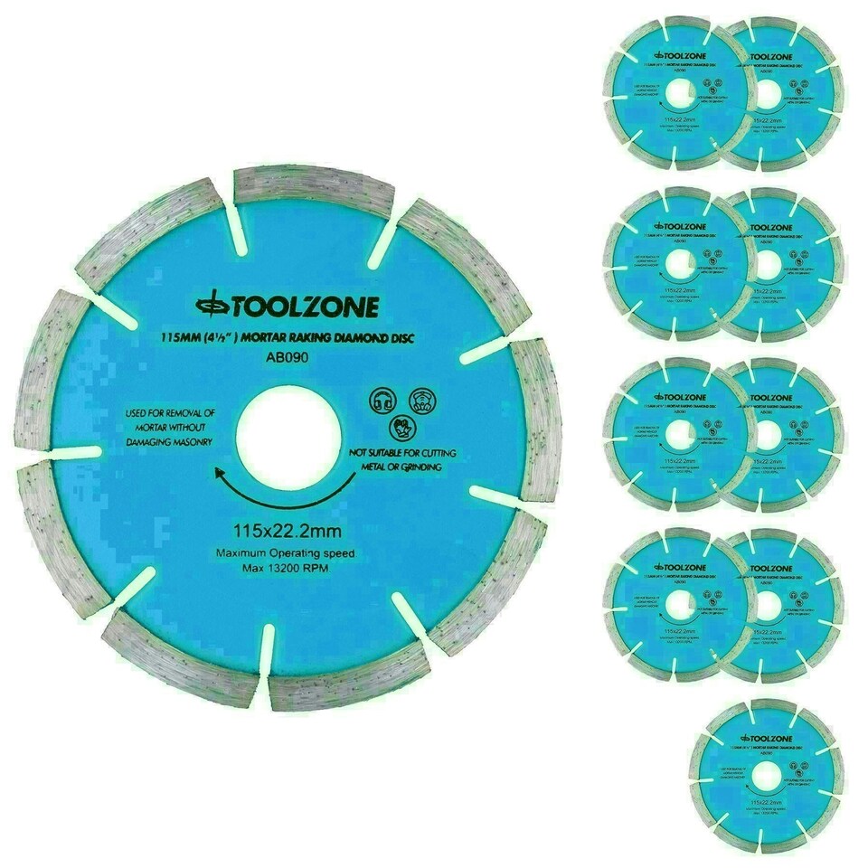 image 1 of 115mm Mortar Raking Diamond Pointing Disc Blade Masonry 6mm Thick 10 Pack