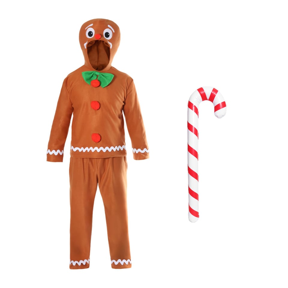 image 1 of Gingerbread Man & Inflatable Candy Cane | Multi | L