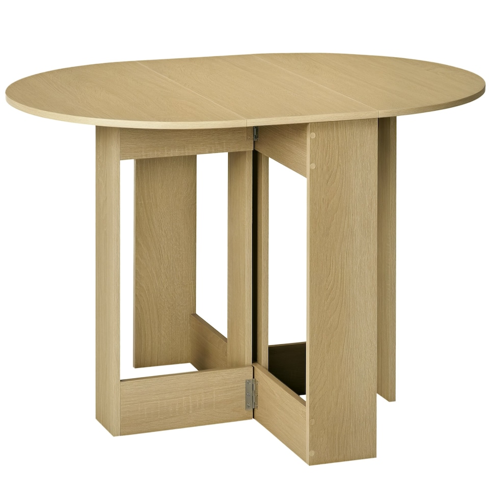 image 1 of HOMCOM Folding Dining Table Foldable Drop Leaf Dinner Table for Kitchen Oak