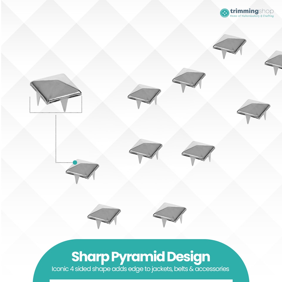 image 1 of 8mm Pyramid Shaped Nail Head Studs Square Metal Leather Rivets - 50pcs