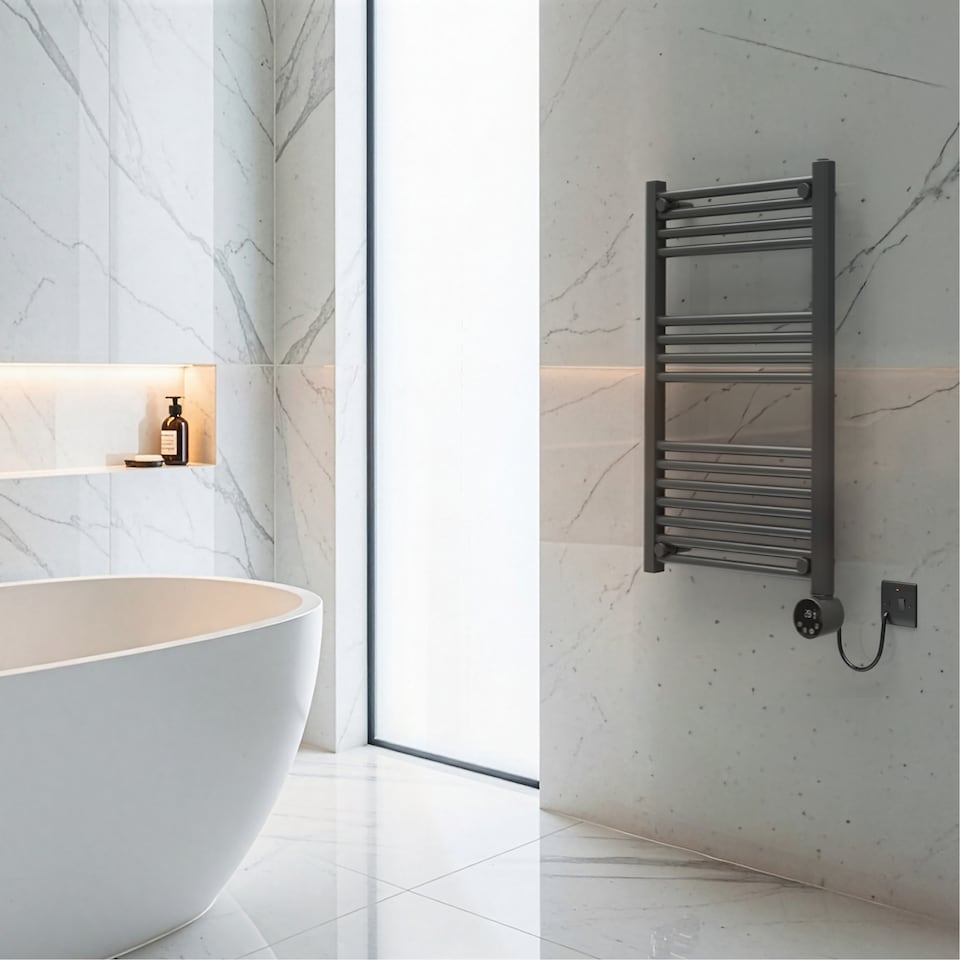 image 1 of Masterplug SmartEnergy Heated Towel Rail Radiator, Wi-Fi, 500W, Grey