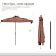 image 3 of Outsunny 2.3m Half Round Parasol Garden Sun Umbrella Metal w/ Crank Brown
