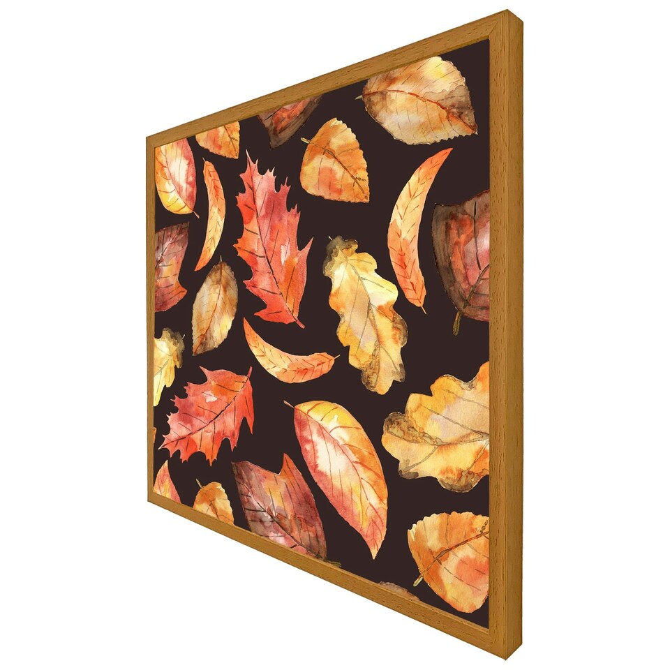 image 1 of Autumn leaves on black (Picutre Frame) Brown | M