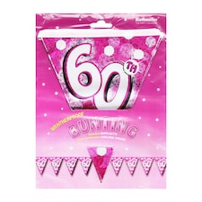 Amscan Sparkle 60th Birthday Bunting - Pink/Silver - One Size